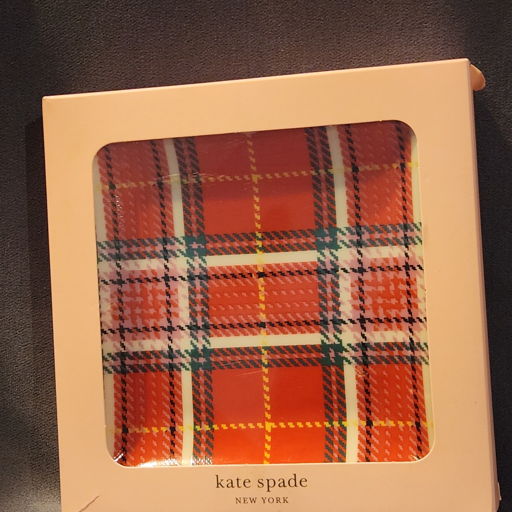 KATE SPADE Lenox 5.75” Red Christmas Plaid Square Tray
